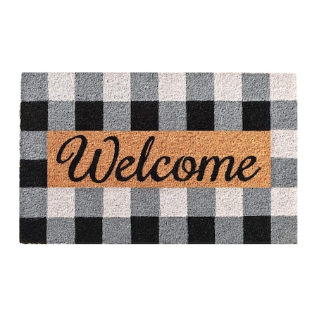 Configuracion 17 x 29 in. Pretty in Plaid Rectangular Doormat Black & Gray CO3369396